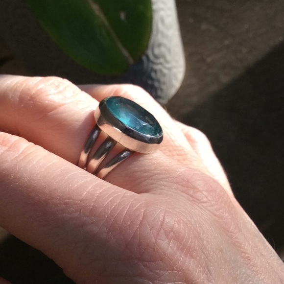 Sterling silver apatite ring 7 - Picture 2 of 4